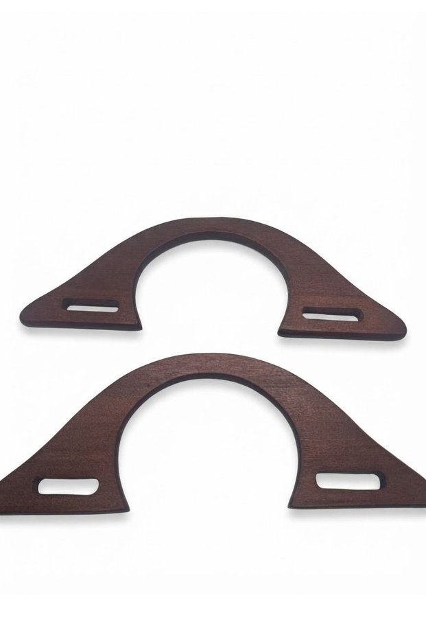Wooden Perforated C Model Bag Handle 20 cm - Brown