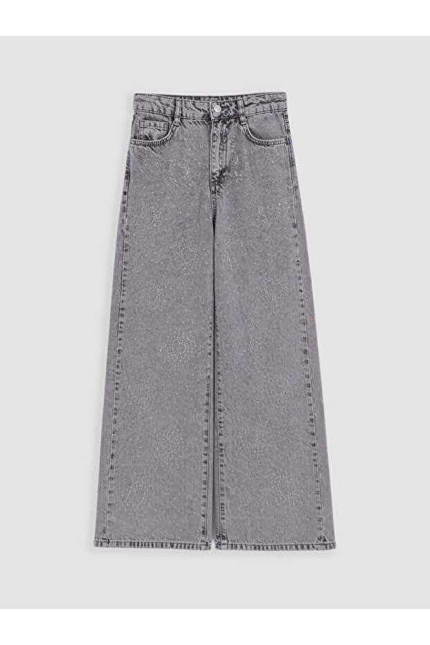 Esvab • Modern & Distinctive Wide-Leg Stoned Girls' Jean Pants