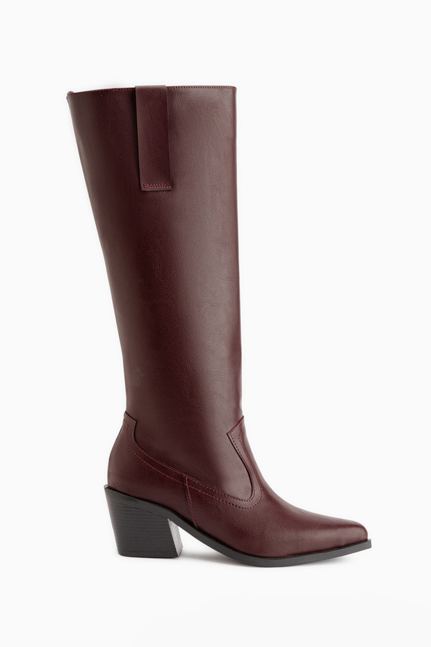 Margie Burgundy Pointed Toe Heeled Women's Boots