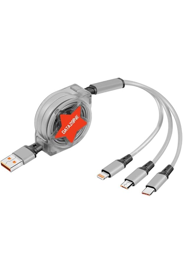 كابل USB قابل للسحب 3 في 1 من نوع C ومايكرو USB لهواتف سامسونج جالاكسي S8 / S9 بلس وآيفون