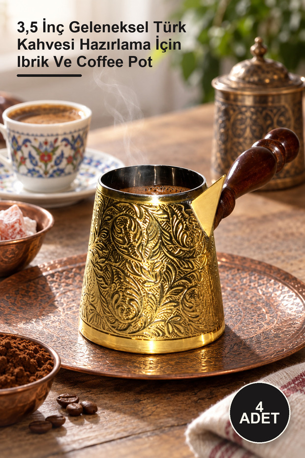 4 pieces coffee pot - 3.5 inch traditional turkish coffee preparation pot and coffee pot