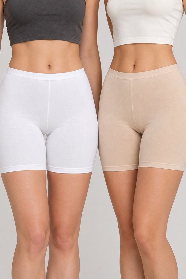Women's 2-Piece Cotton Modal Stretchy Biker Shorts Leggings Short Length Casual