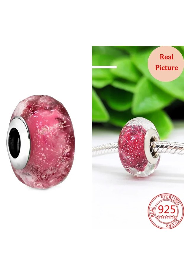AMC0229 Colorful Murano Glass Beads Glass Ripple Charm Wavy Glass Bead Charms Fit Brand Bracelets Wo
