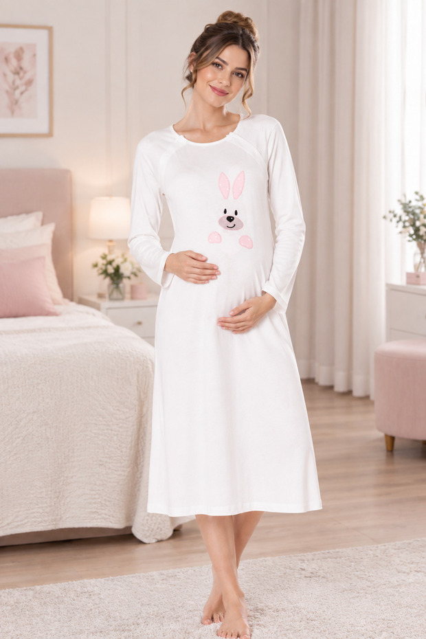 Maternity Nightgown with Breastfeeding Feature Effortt