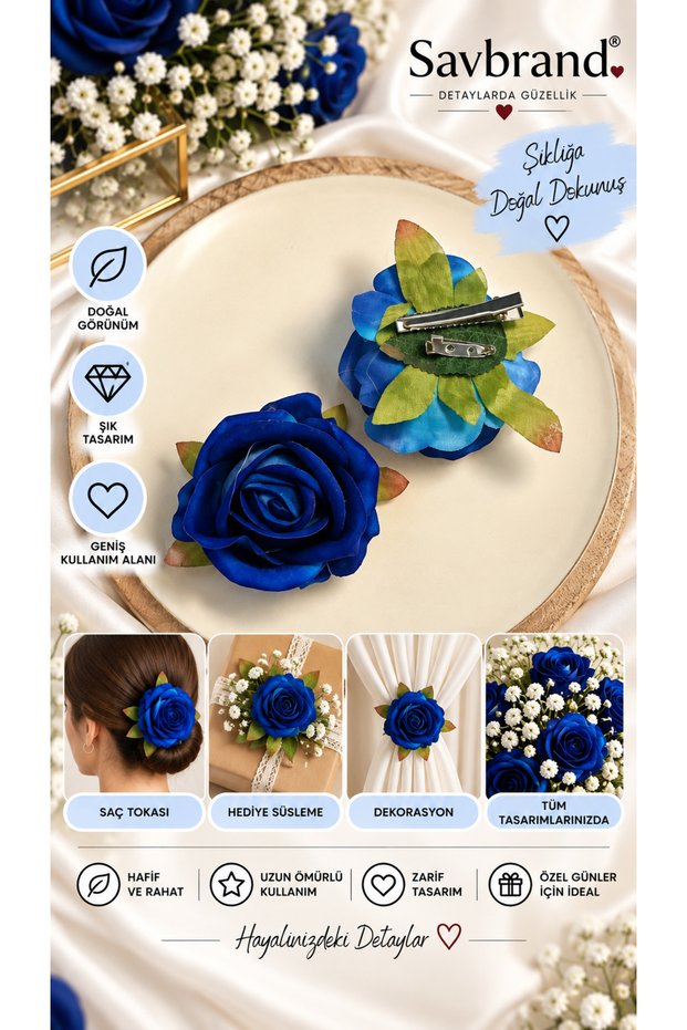 Velvet Rose Flower Hair Clip and Brooch – Decorative Hairpin – Stylish Accessory