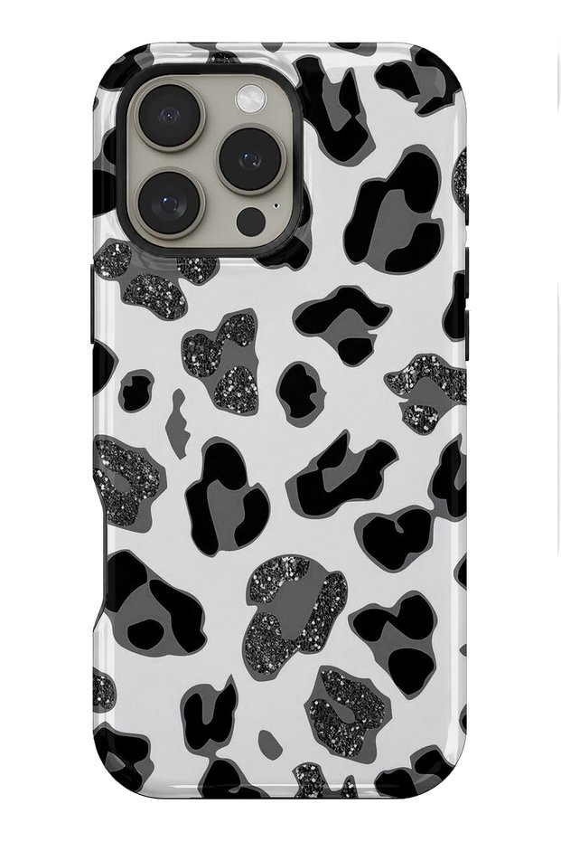 Compatible with iPhone 16 Pro Max - Gray Leopard, Dual Layer Cover, Glossy Surface Protective Case