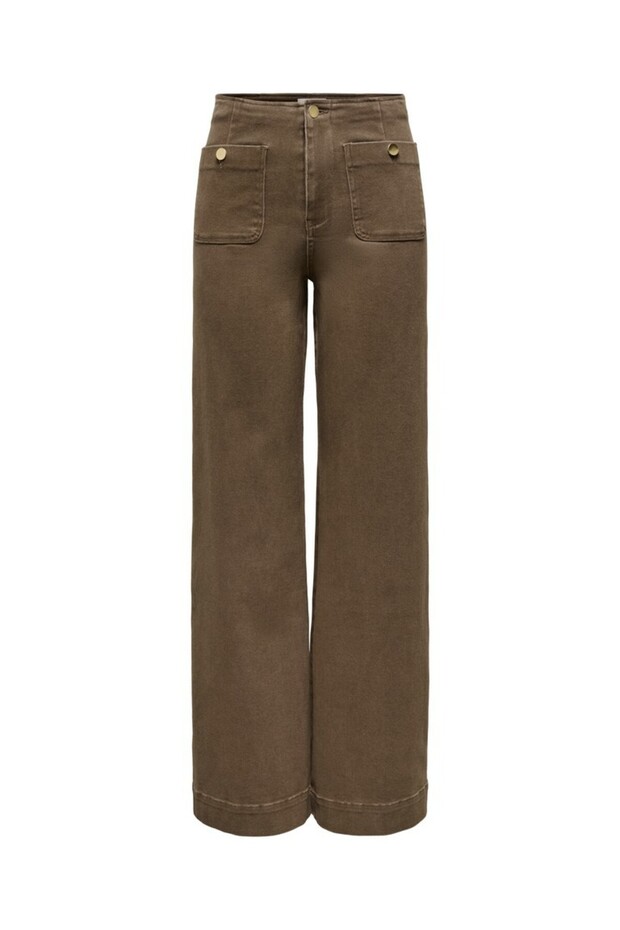Women's Brown Onlmadelıne Hw Wide Pocket Color Pnt Jean