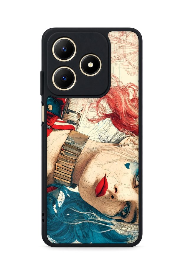 حافظة مقاومة للصدمات متوافقة مع Realme C61 مع تصميم كوميك مزخرف لحماية الكاميرا