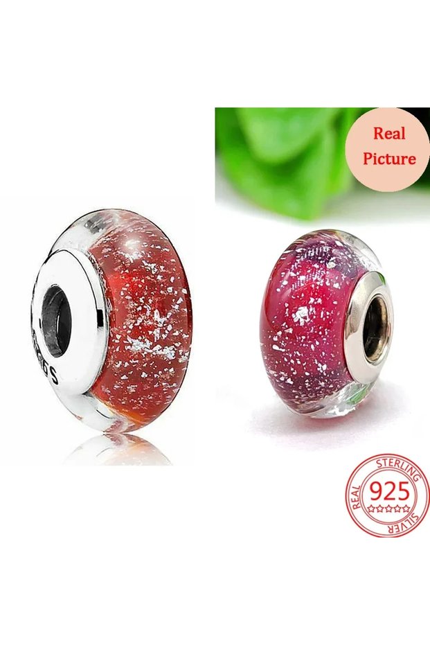 AMC0013 Colorful Murano Glass Beads Glass Ripple Charm Wavy Glass Bead Charms Fit Brand Bracelets Wo