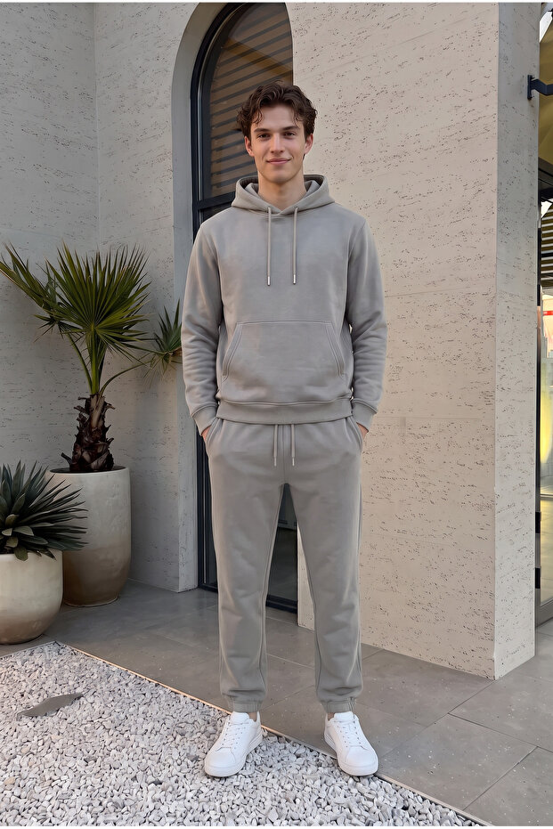 Men's Gray 3 Thread Track Suit Set Soft Puff Fabric