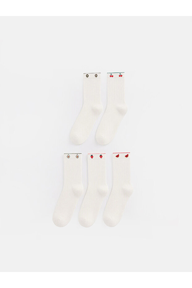 Alita City Ecru Printed 5-Piece Pack Women's Socks with a Difference