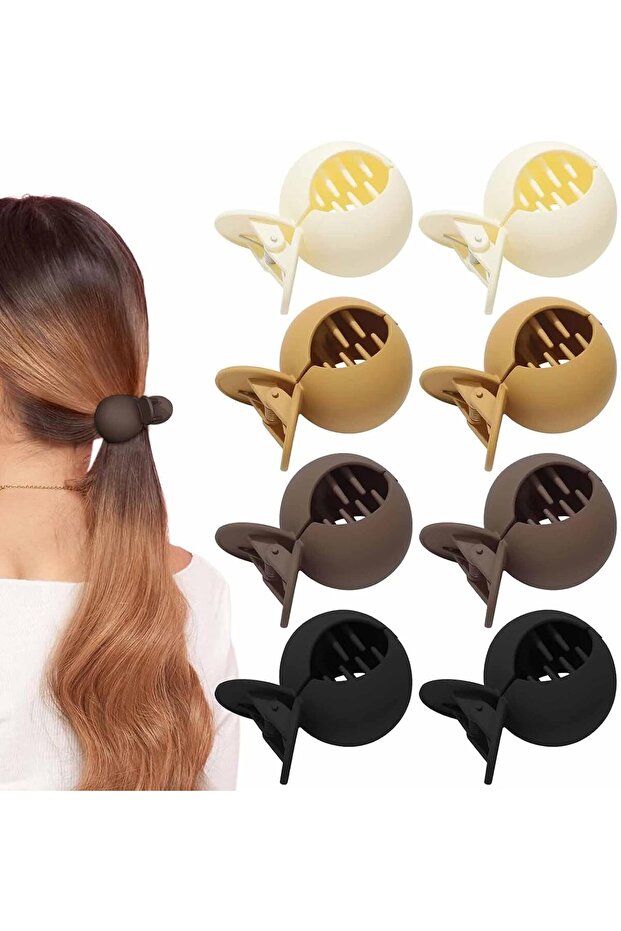 8 Pieces Matte Non-Slip Hair Clips for High Ponytails,Brown and Black