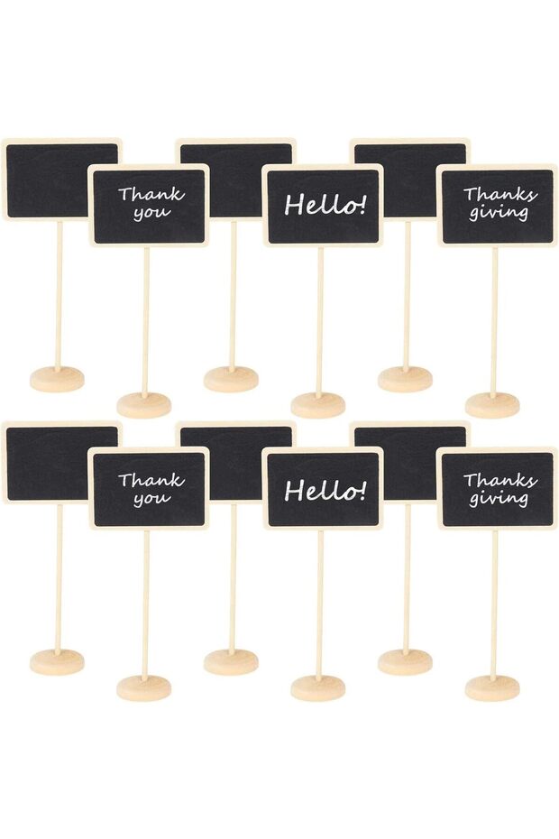 Mini Chalkboard Signs with Easel Stands,12 Pieces,Small Wooden Blackboards for Weddings and Parties