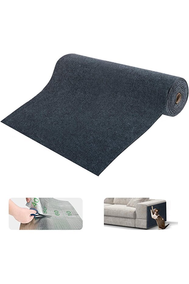Self-Adhesive Cat Scratching Mat,78.7"x15.8" Trimmable Furniture Protector and Wall Climbing Carpet
