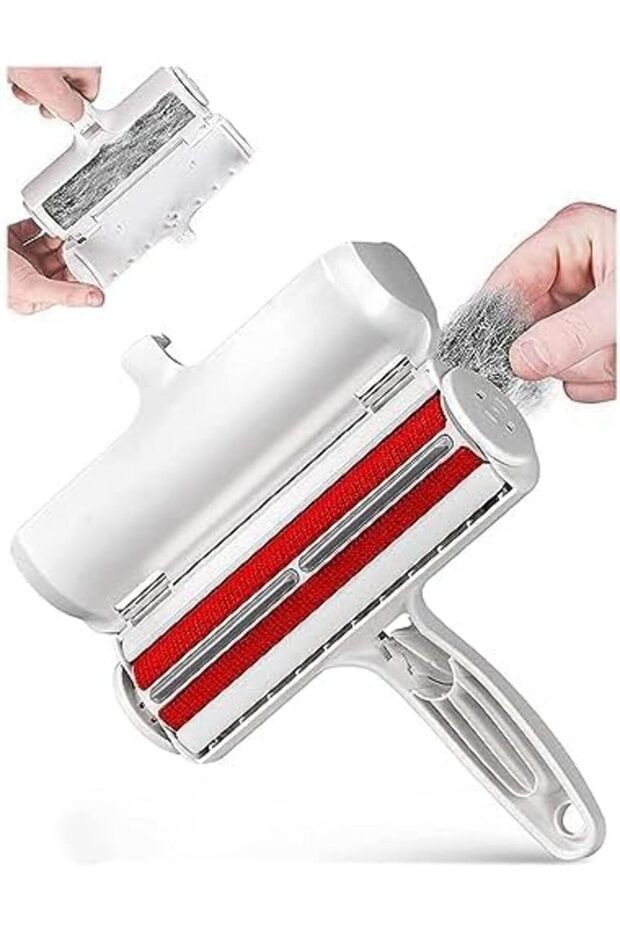 Reusable Pet Hair Remover Roller for Dog and Cat Fur,Self-Cleaning Lint Roller for Furniture,Couch,Carpet and Clothing,White