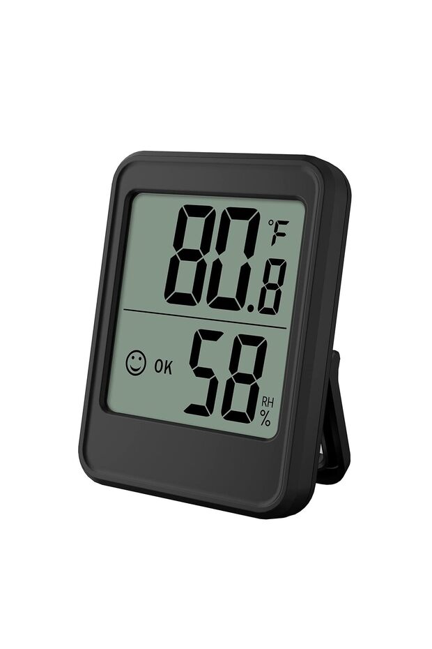 Digital Indoor Thermometer and Hygrometer,High Precision Temperature and Humidity Monitor for Home,Baby Room,Office,and Greenhouse,Wall Mount,Black
