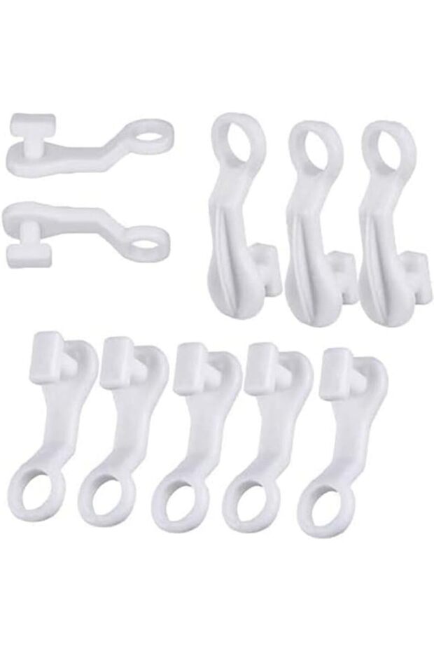 50Pcs Plastic Curtain Glider Hooks,Durable Smooth Sliding Rail Track Gliders for Home and Office,White