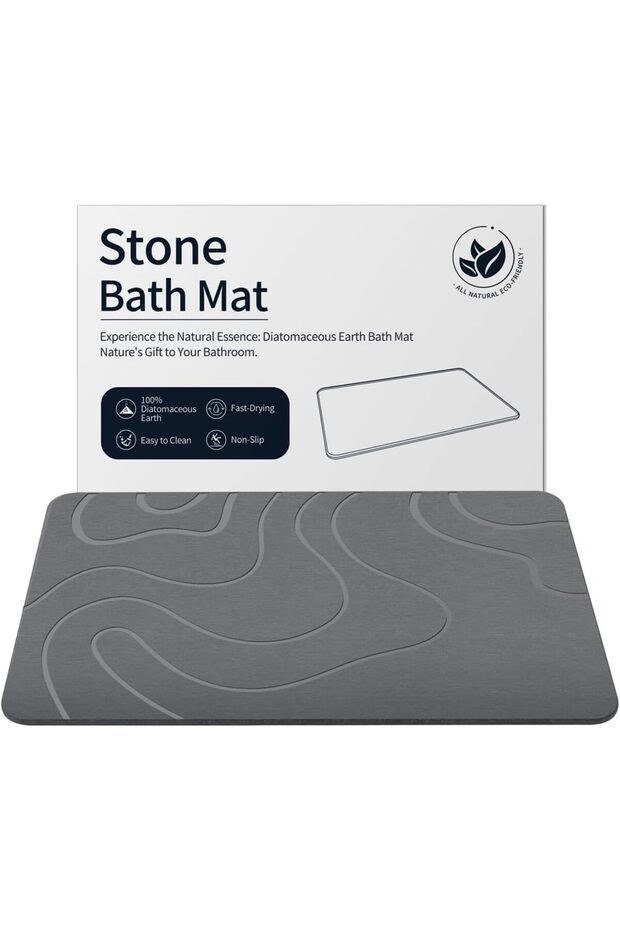Non-Slip Diatomaceous Earth Bath Mat,Super Absorbent Quick Drying Diatomite Shower Mat,23.6x15.4 Inch