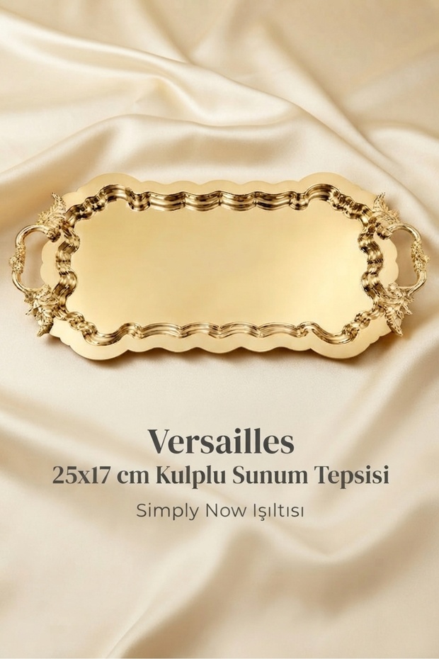 Versailles 25X17 cm Presentation Tray with Handle - Luxury Coffee, Chocolate, and Promise Engagement Tray, Gold