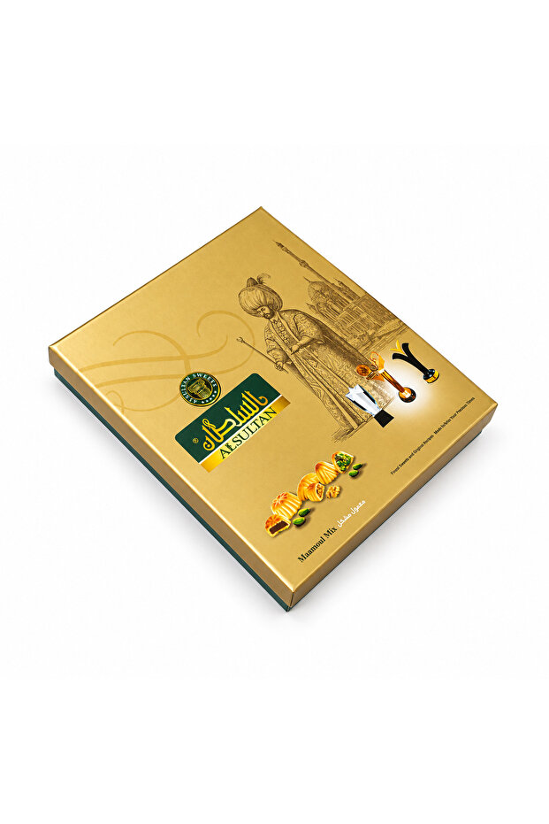 Sweets Assorted Maamoul 500 g - 40 Pieces, Ajwa Date, Walnut & Pistachio Filled - Traditional Arabic Semolina Cookies Gift Box for Eid, Ramadan, Diwali & Christmas