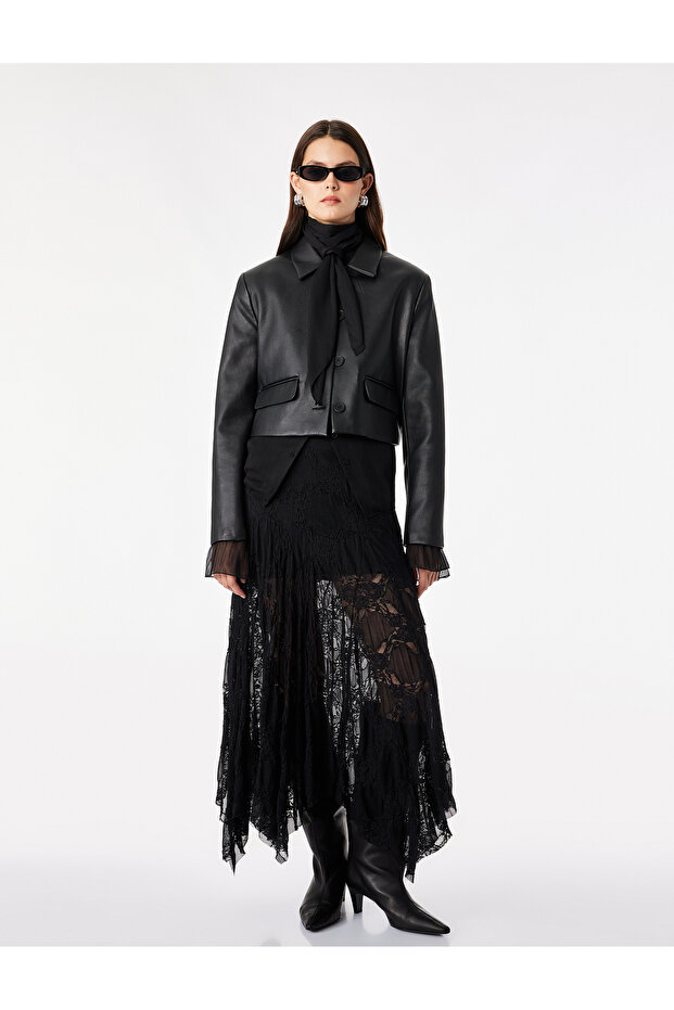 Asymmetrical Ruched Maxi Flared Skirt