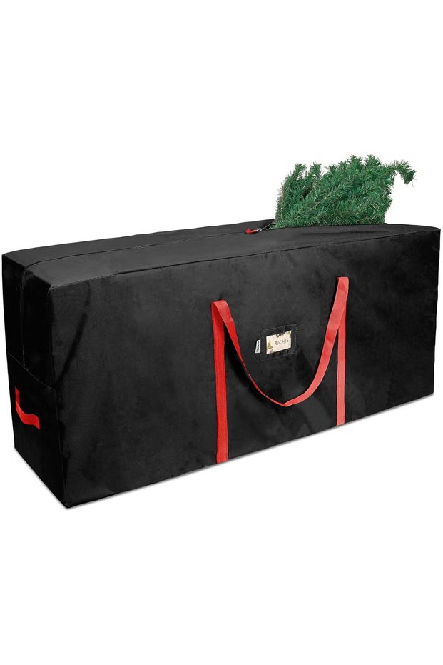 Canvas Christmas Tree Storage Bag, Fits 8 FT Disassembled Artificial Xmas Tree, Waterproof Heavy Duty Tote with Reinforced Handles, Black