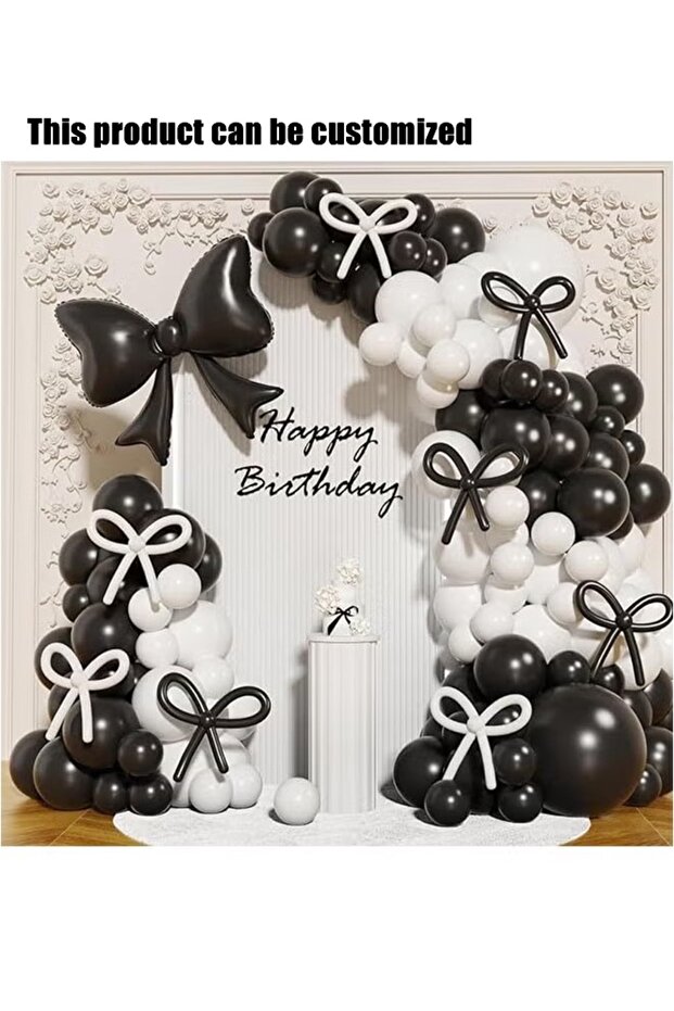 Black and White Bow Balloon Garland Arch Kit, 149Pcs Balloon Set for Birthday Wedding Engagement Anniversary Party Backdrop Decorations