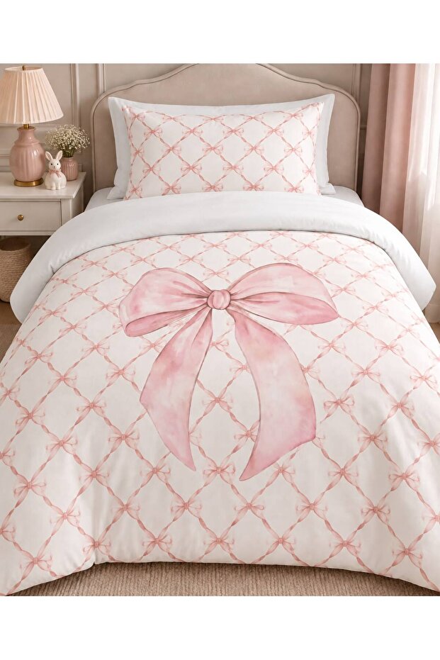 Soft Bow Design, Single Duvet Cover Set (Without Sheets)