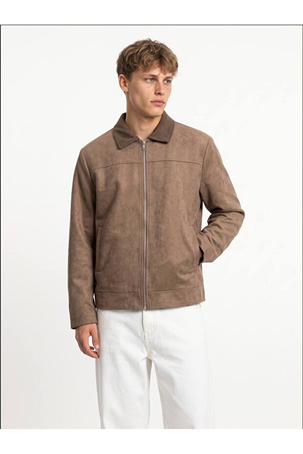 Special Suede Collar Velvet Jacket