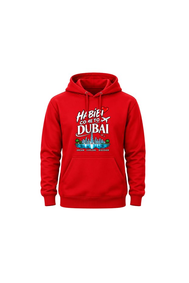 Dubai Skyline Hoodie - Soft Cotton Pullover - Casual Fashion Hoodie for Men and Women - Long Sleeve with Drawstring and Pockets