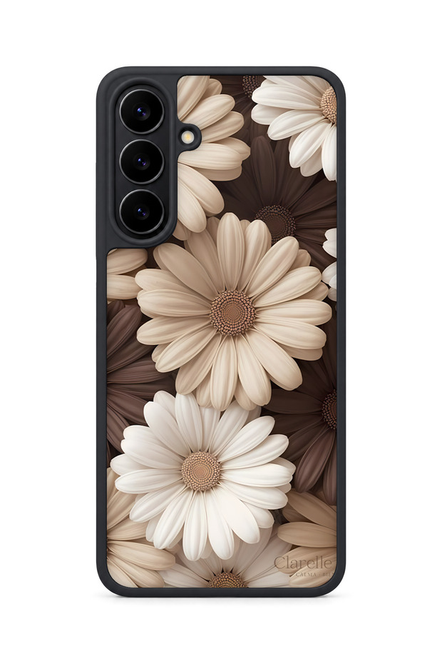 Samsung Galaxy S25 Fe Compatible Daisy Patterned Camera Protected Shockproof Case