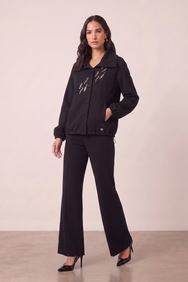 Casual Siyah Örme Pantolon