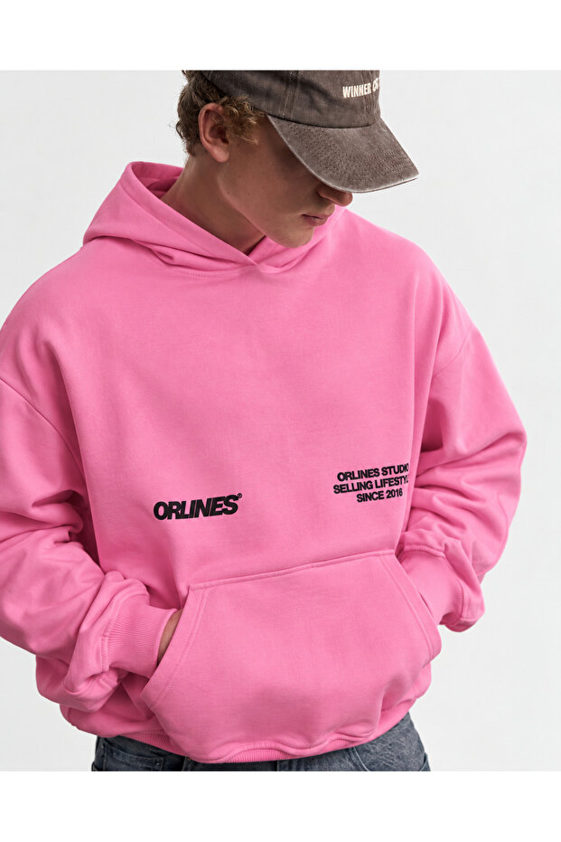 Unisex 3 Thread Minimal Text Printed Hoodie – Oversized Hoodie with Kangaroo Pocket