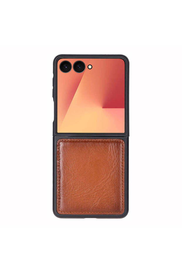 Bloomcase Flex Cool Tan Genuine Leather Samsung Galaxy Z Flip 7 Case (6.9"-4.1")
