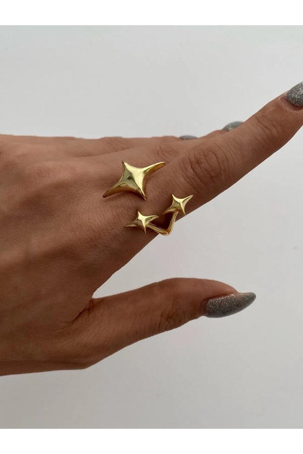 Special Series Star Pattern Adjustable Gold Ring