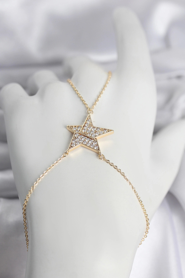 Brass Gold Color Zircon Stone Star Model Women's Shahmeran Tj-Sn759