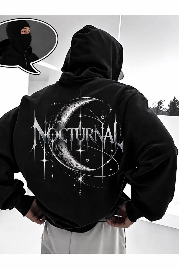 Black Unisex Oversize Full Zip Masked Gothic Hooded Hoodie Sweatshirt Black Unisex Oversize Full Zip Masked Gothic Hooded Hoodie Sweatshirt