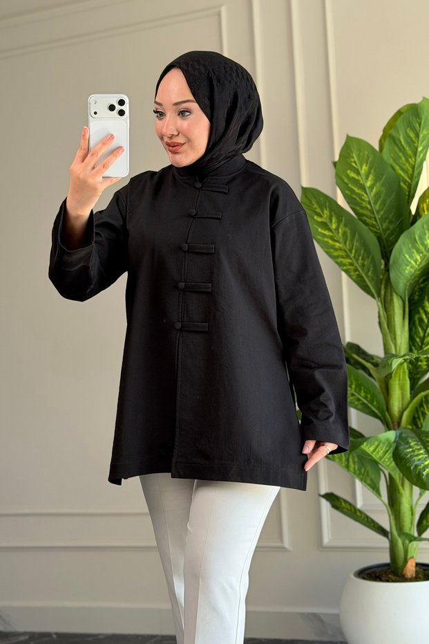 6681 - Comfortable, Loose-Fitting 2-Thread Buttoned Women's Shirt