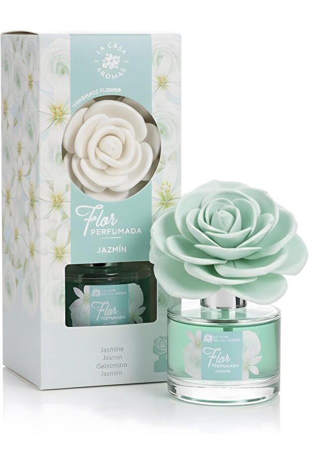 Aromas Jasmine Decorative Flower Air Freshener 65 ml | Handmade Cellulose Flower Diffuser | Sweet, Fresh & Blooming Jasmine Fragrance | Made in Spain