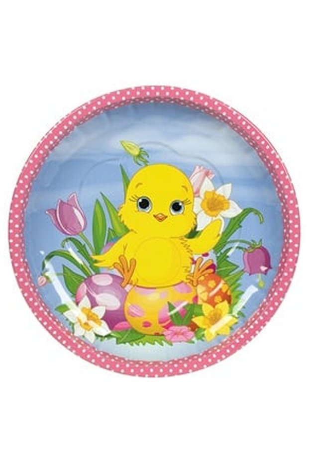 Decorative Metal Easter Plate with Chicken Egg Pattern Ø20cm