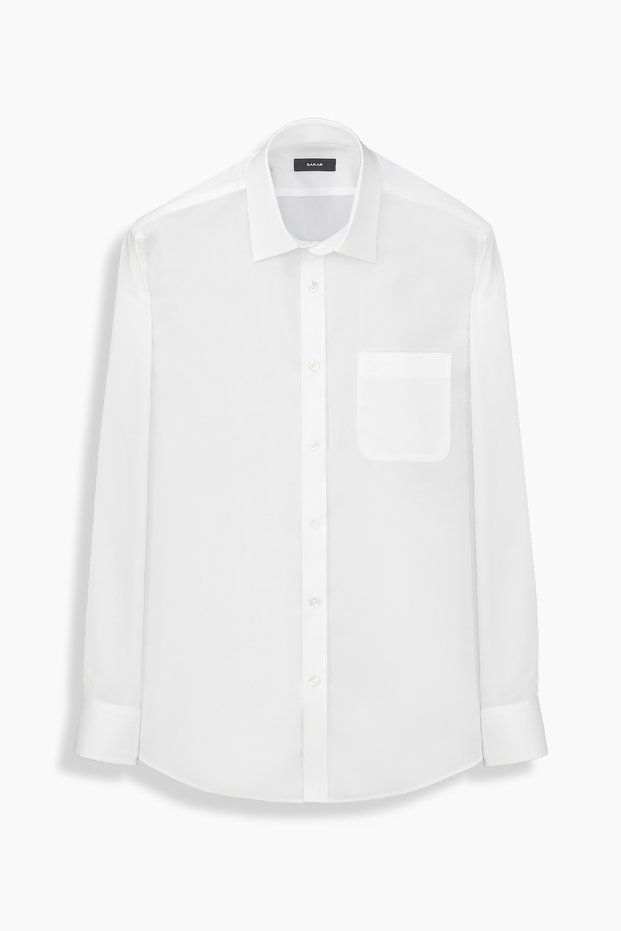 Men's Classic Pocketed Satin Fabric Wide Fit White Shirt