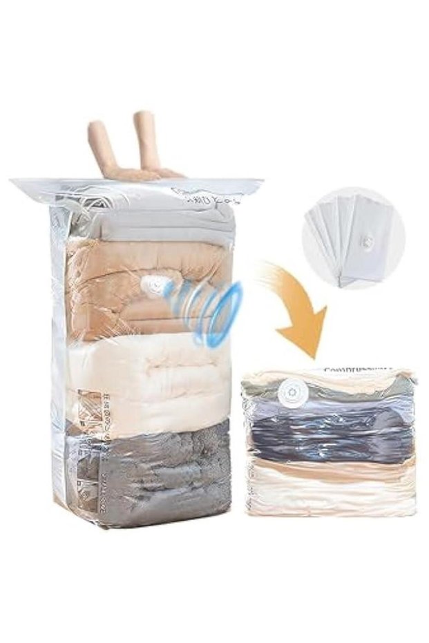 Vacuum Storage Bags of 4 pcs,Space Saver Bags,Jumbo Cube bag,Extra Large Vacuum Sealer Bags for Comforters Blankets Bedding Duvet,Closet Organizers (M-80x56x32cm, 4pcs)