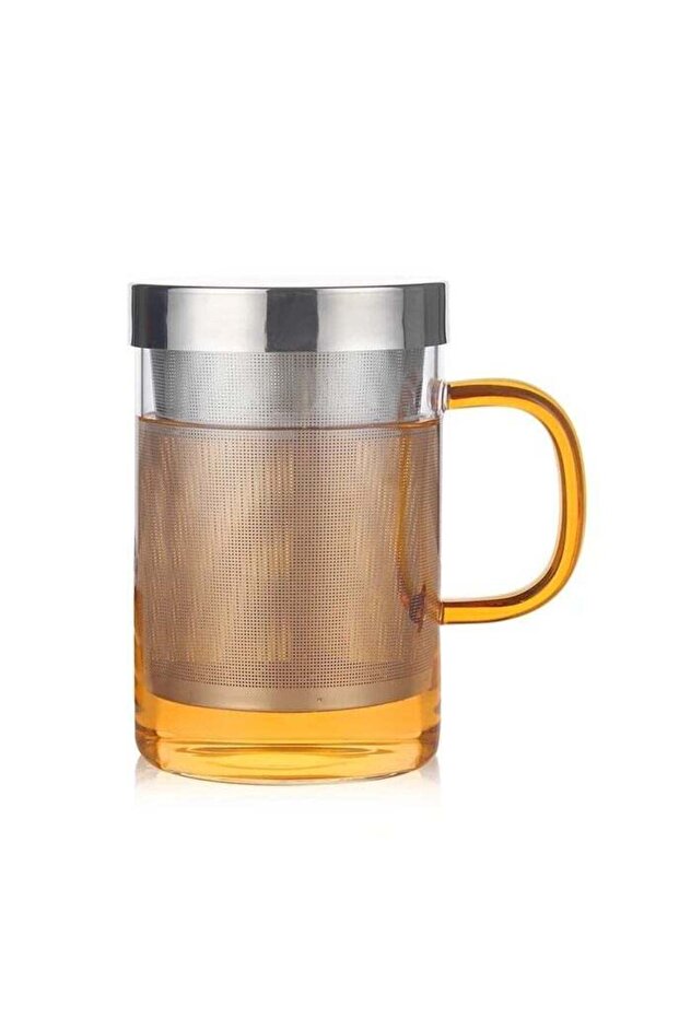 Borosilicate Glass Tea Mug Cup Glasses with Stainless Steel Infuser & Lid Loose Leaf 500mL