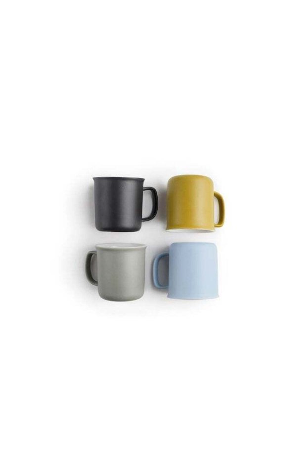 Colorful Espresso Cups 110 ml Set of 4 , Ceramic Coffee Mugs with Matte Finish Soft Touch, Single Serve Espresso Cups, Multi-Color Black Blue Green Yellow, Microwave Dishwasher Safe, Durable Coffee S