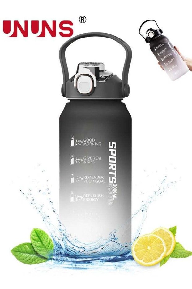 Water Bottle,2L Large Water Bottle With Straw And Handle,Motivational Water Jug With Time Marker For Fitness Gym And Outdoor Sports