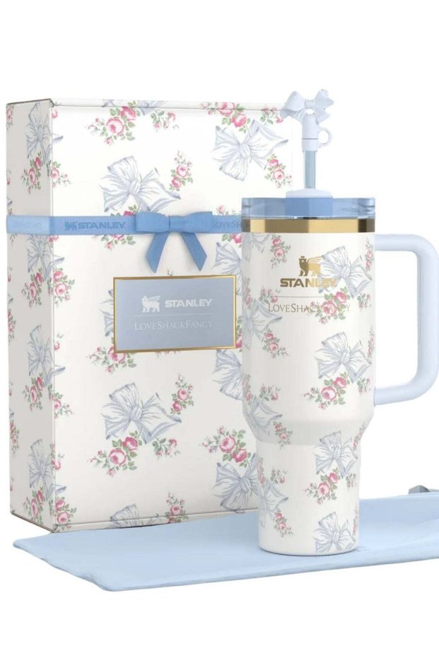 The Stanley X LoveShackFancy Holiday Quencher | 40 OZ Rosa Beaux Blue