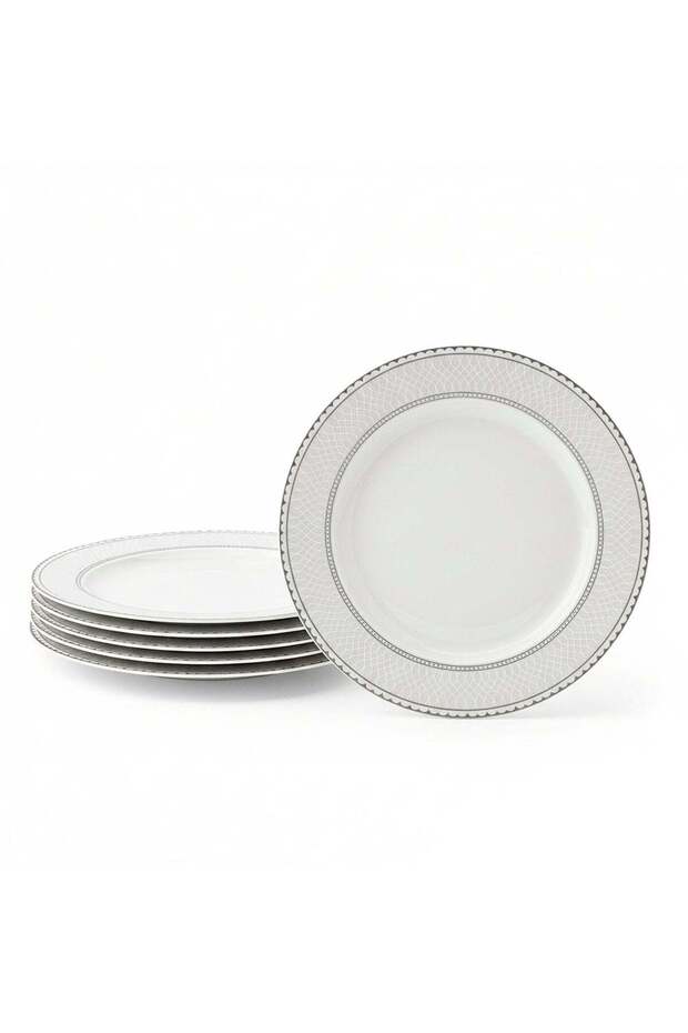 Shallow JUNA New Bone China Dinner Plate 26.7 cm – Elegant White Main Course Plate with Subtle Text