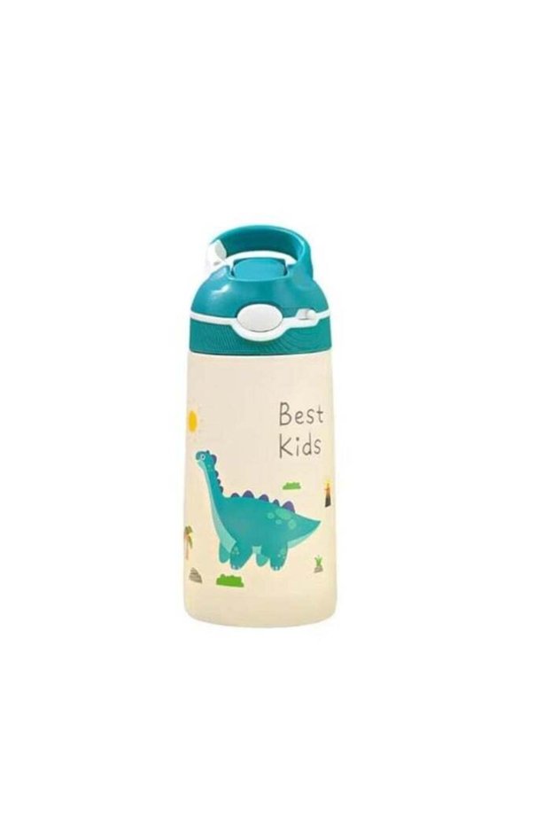 400ml Stainless Steel Water Bottle for Kids, Dinosaur Straws Water Bottle, Can Keep Cold Or Hot, Portable Leakproof BPA-Free Children's Drinking Bottle for School Outdoor Sports Travel