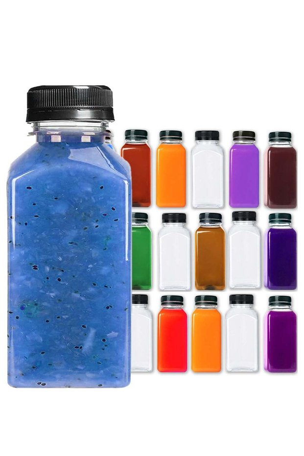 [24 PCS] 250ml Plastic Juice Bottles 8.4 oz Clear Plastic Bottles With Caps Milk Bottle Water Bottles For Kids Empty Bottle Zamzam Water Gym Water Bottle Reusable Plastic Juice Bottle Leak Proof
