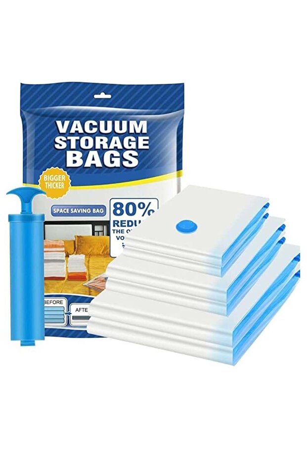 Vacuum Storage bags with Hand Pump, 5 pack Space Saver Bags (1 XL, 2L, 2M) for Home and Travel, Reusable Compressed Air Storage Bags for Clothes